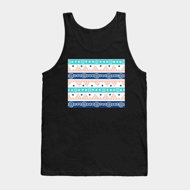 Coral Blue Teal hand drawn pattern tribal Tank Top by dreamingmind
